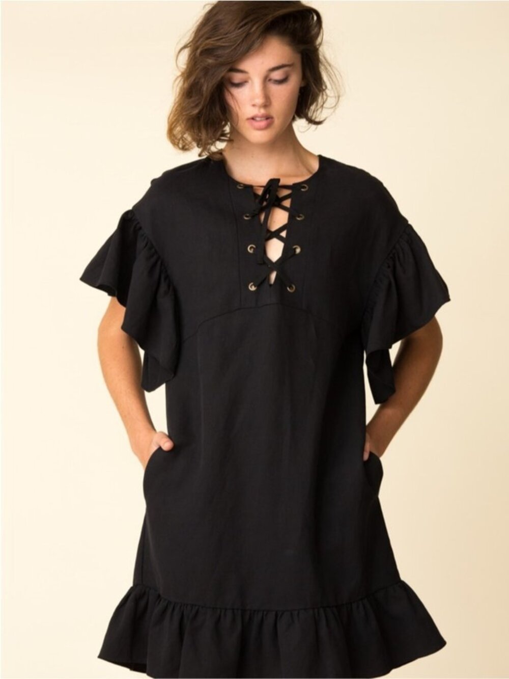 Ulla Johnson Black Marianne Ruffle Dress size 4